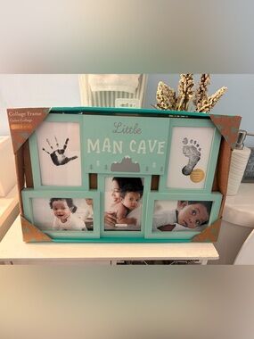 Pearhead Little Man Cave Handprint Footprint Collage Frame w/ Ink Pad Brand New